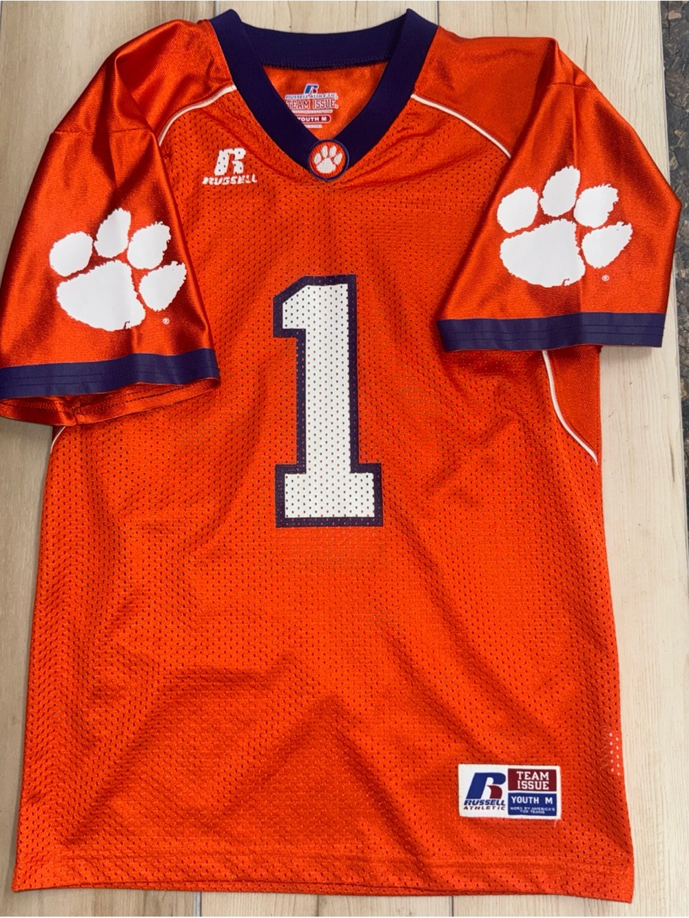 Russell Athletic Orange & White Kids Football Jersey #1